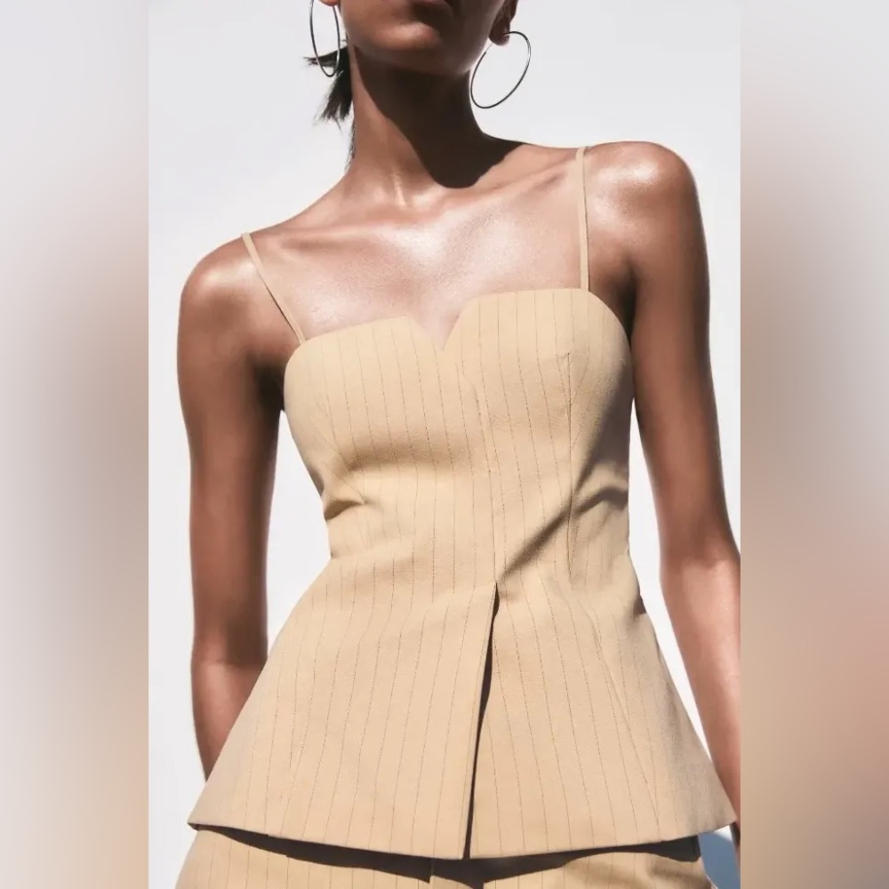 Zara Beige Striped Top